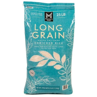 Member's Mark Long Grain White Rice, 25 lb Bag, White
