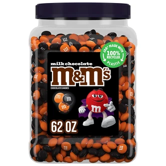 M&M's Milk Chocolate Halloween Candy, 62 oz, Orange and Black, 1 Jar