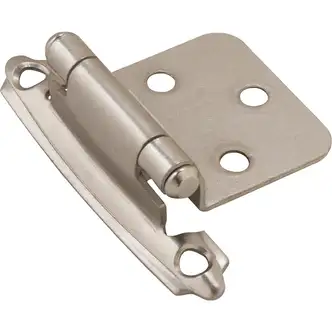 Amerock Inset Hinge, Self-Closing, 3/8 In, Sterling Nickel, Steel, 2/PK