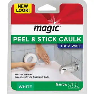 Magic Caulk Strip, 7/8 in x 11 ft, White