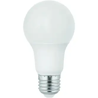 Satco LED A-Line Light Bulb, A19, 9.5W, 60W Equivalent, Warm White, Frosted White, Medium Base, 10/PK