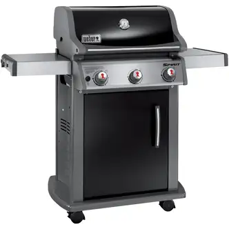 Weber Spirit E-310 Gas Grill, 3-Burner, LP, Black, 529 Sq In, Cast Iron Grates, Stainless Steel Burners