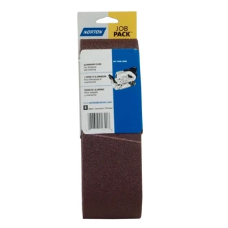 Norton Portable Sanding Belt, Aluminum Oxide, 80 Grit, 3 in x 18 in, 5/PK, 5/CS