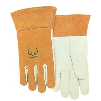 Weldas TIG/MIG Gloves, XL, Pearl Leather, Kevlar Sewn, 3" Cuff, Deerskin Palm, Split Cowhide Back