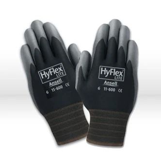 Ansell HyFlex Gloves, Light Duty, Multi-Purpose, Knit Wrist, Palm Coated, Size 6, 144/Pairs