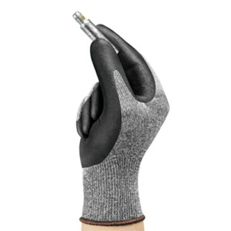 Ansell HyFlex Light Duty Gloves, Black, Foam Nitrile, Fine Gauge Heather Gray Liner, Size 7, 144/Pairs
