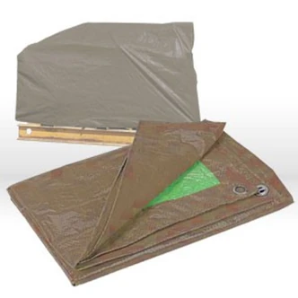 Kotap Heavy Duty Contractor Tarp, Reversible Brown/Green, 10 ft x 12 ft, UV Resistant, 10/8 Weave, 15/CT
