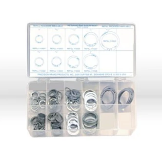 Precision Brand Retaining Rings Assortment, External, Zinc Plated Spring Steel, 140/Pk