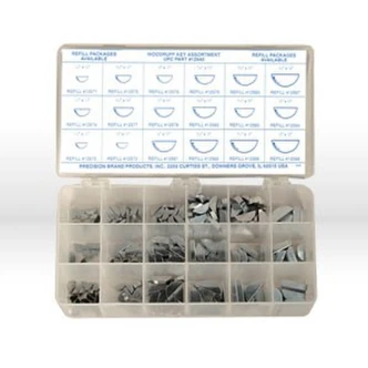 Precision Brand Woodruff Keys Assortment, Zinc Plated, 250/Pk