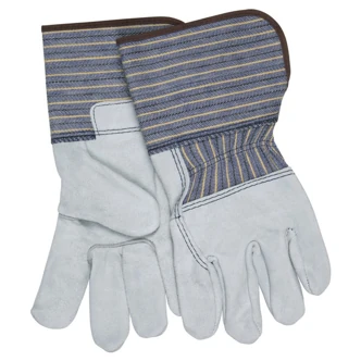 MCR Safety Leather Palm Gloves, Large, Select Shoulder Cowhide, 3/4 Leather Back, Gauntlet Cuff, 12/Pairs