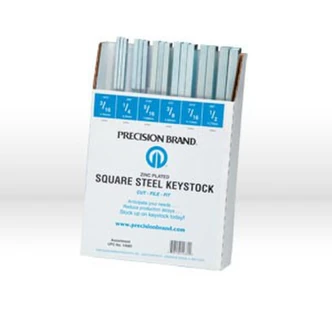 Precision Brand Square Keystock Assortment, Zinc Plated, 12", 32/PK