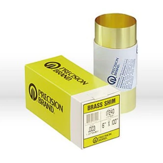 Precision Brand Shim Stock, 0.003 in x 6 in x 100 in Roll, Brass
