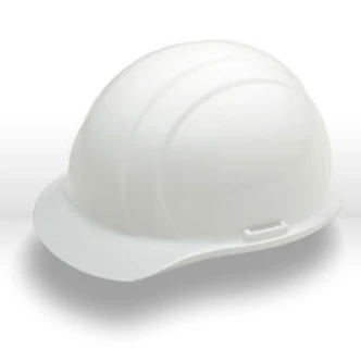 ERB Safety Americana Safety Helmet, Slotted, Standard, Polyethylene, White, Ratcheting Suspension, 12/CT