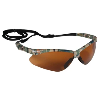KleenGuard Nemesis V30 Wraparound Safety Glasses, Camo Frame, Bronze Hardcoated Lens, 12/Box