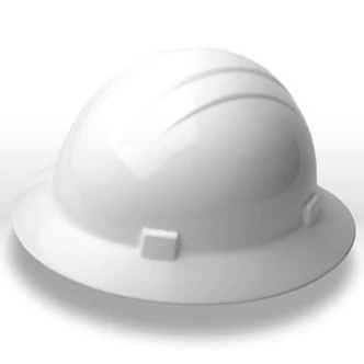 ERB Safety Helmet, Omega II Mega Ratchet, Full Brim, White, Ratcheting Suspension, 12/CT