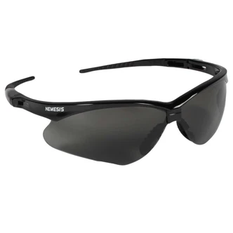 KleenGuard Nemesis V30 Wraparound Safety Glasses, Black Frame, Smoke Anti-Fog Lens, 12/CT
