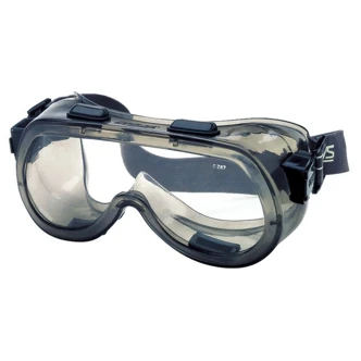 MCR Safety 24 Series Safety Goggles, Clear Lens, Duramass Hard Coat, Smoke PVC Frame, Elastic Strap, 12/CS
