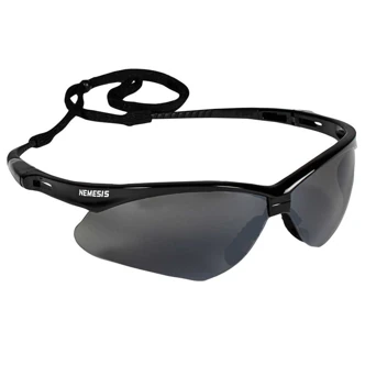 KleenGuard Nemesis V30 Wraparound Safety Glasses, Black Frame, Smoke Mirror Lens, 12/CT