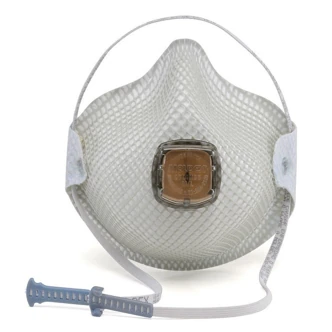 Moldex Disposable Respirator, N95, Medium/Large, Ventex Valve, Molded, White, Cloth Straps, 10/Box