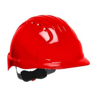 PIP Evolution Deluxe 6151 Hard Hat, Red, Non-Vented, 6-PT Polyester Textile Suspension, Wheel Ratchet, 10/CT