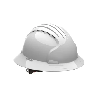PIP Evolution Deluxe 6161 Hard Hat, Full Brim, White, Vented, 6-Point Polyester Textile Suspension, Wheel Ratchet, 10/CT