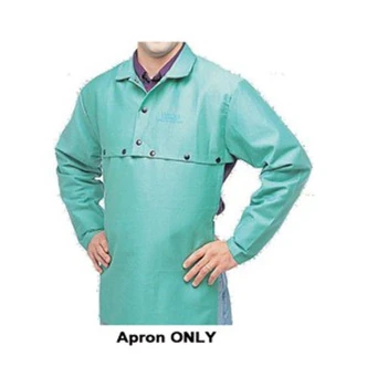 Weldas Cotton Bib, Cape Sleeves, 14", Green, FR-7A Flame Retardant Cotton Sateen, Open Back Design
