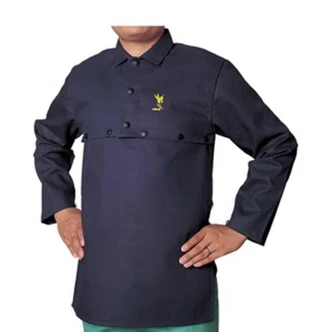 Weldas Bib, Cool FR, 9 oz Cotton FR, Navy Blue, Spatter Guard, 14"