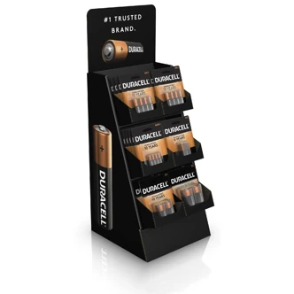 Duracell Coppertop Large Counter Unit Display, AA/AAA/9V/C/D Assortment, 10.625" W x 9.5" D x 23.125" H