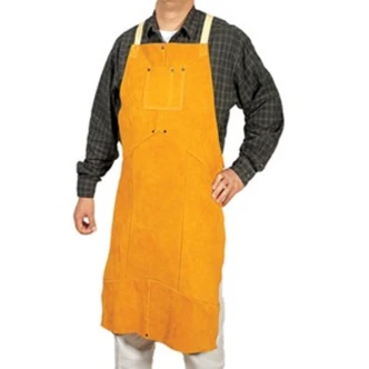 Weldas Standard Leather Bib, Detachable Bib, Adjustable Self-Balancing Straps, 42", Golden Leather, Split Cowhide, Kevlar Sewn