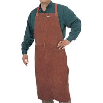Weldas Premium Leather Bib, 36", Lava Brown, Side Split Cowhide, Self-Balancing Straps, 24" Front Coverage