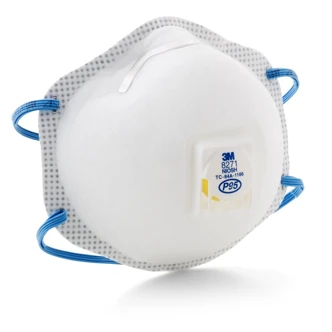 3M 8271 Disposable Respirator, Standard, P95, White, Cup, Cool Flow Valve, 1/Box