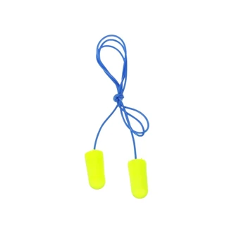 3M E-A-Rsoft Yellow Neons Corded Earplugs, Disposable, Regular, Yellow, Blue Cord, Foam, NRR 33 dB, 200 Pair/Box, 10/CT