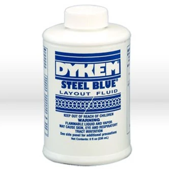 Dykem Steel Blue Layout Fluid, Brush-In-Cap, 8 oz, Blue, 12/CT