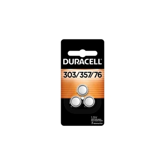 Duracell D303/D357 Button Battery, Silver Oxide, 1.55 V, 170 mAh, 3/PK
