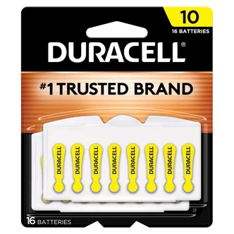 Duracell Hearing Aid Battery, Zinc Air, Size 10, 16/PK