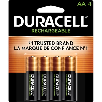 Duracell AA Rechargeable NiMH Batteries, 4/PK, 6/Box, 24/Case