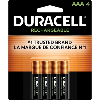 Duracell AAA NiMH Rechargeable Batteries, 4/PK, 24/CT