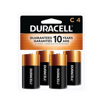 Duracell MN1400, (MN1400R4ZX17) C Coppertop Alkaline Battery, 1.5 V, 4/PK