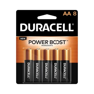 Duracell Coppertop AA Alkaline Batteries, 1.5 V, 8/PK