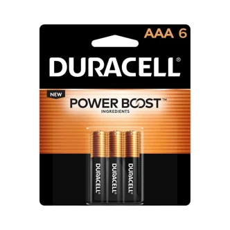 Duracell Coppertop AAA Alkaline Battery, 1.5 V, 6/PK