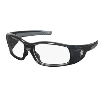 MCR Safety Swagger SR1 Safety Glasses, Clear Lens, Black Frame, Duramass Hard Coat, TPR Nose Pad, Polycarbonate Temples