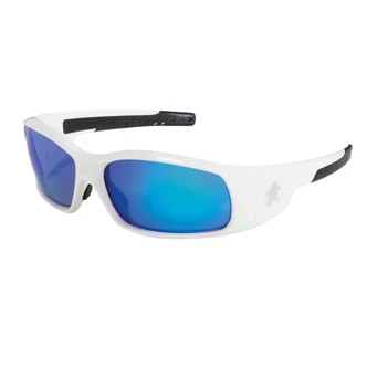 MCR Safety Swagger SR1 Safety Glasses, Blue Diamond Mirror Lens, White Frame, Duramass Hard Coat, 12/CT