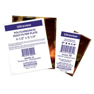 Dynaflux Gold Plastic Filter Plates, 2" x 4-1/4", Shade 9, Polycarbonate, 50/CT