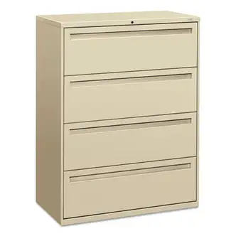 Brigade 700 Series Lateral File, 4 Legal/Letter-Size File Drawers, Putty, 42" x 18" x 52.5"