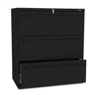 Brigade 700 Series Lateral File, 3 Legal/Letter-Size File Drawers, Black, 36" x 18" x 39.13"