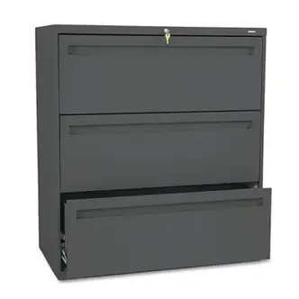 Brigade 700 Series Lateral File, 3 Legal/Letter-Size File Drawers, Charcoal, 36" x 18" x 39.13"