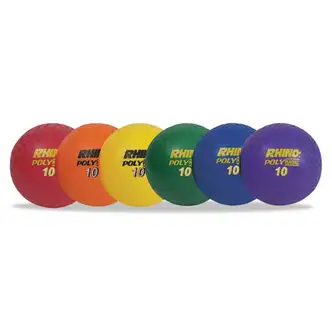 Champion Sports Poly Playground Ball Set, 10", Seamless Bladderless, Multicolor, 6/SET