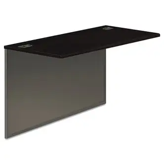 HON Bridge, Workstation, 38000 Series, 48" W x 24" D x 29.5" H, Charcoal Laminate Top, Steel Base, Waterfall Edge, Cord-Management Grommet