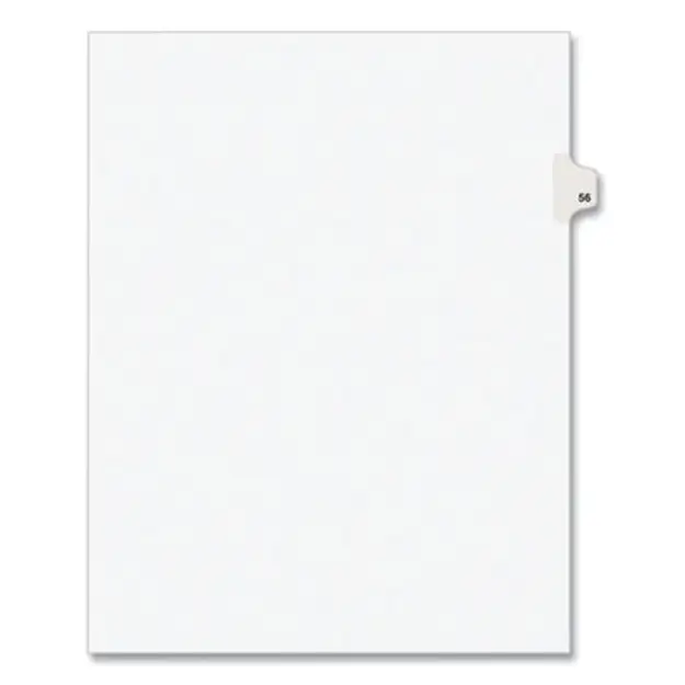 Avery-Style Legal Side Tab Index Divider, Title: 56, Letter, White, 25/Pack