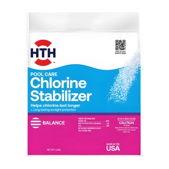 HTH Pool Care Chlorine Stabilizer, 4 lb, For Swimming Pools, Vinyl-Lined Pools, Salt Water Pools, 4/CS
